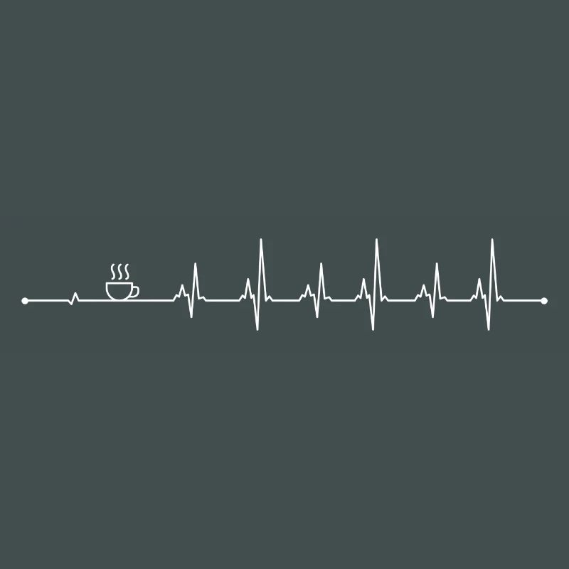 Coffee Pulse Heartbeat Line Design