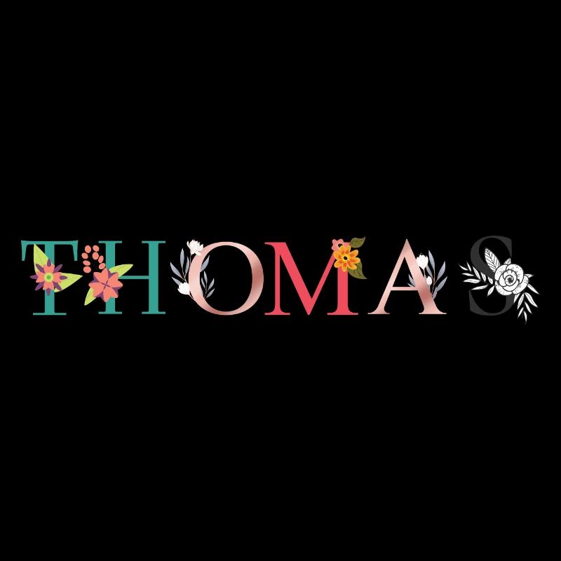 THOMAS Namenskunst mit Blumen bestickt