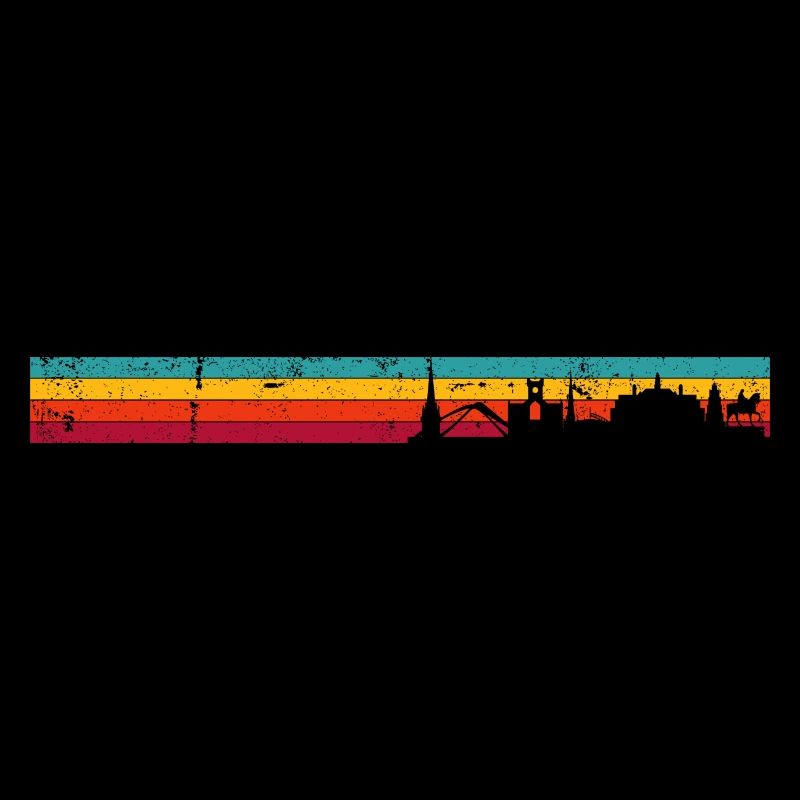 Sunset Skyline Rainbow Stripes