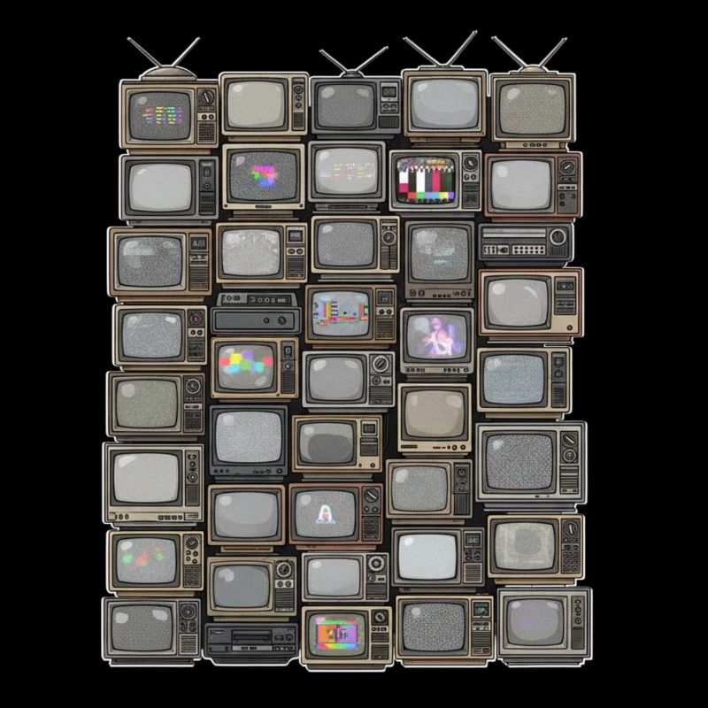 Retro Fernseh-Stack Collage