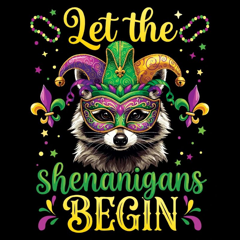 Shenanigans Funny Raccoon Mardi Gras
