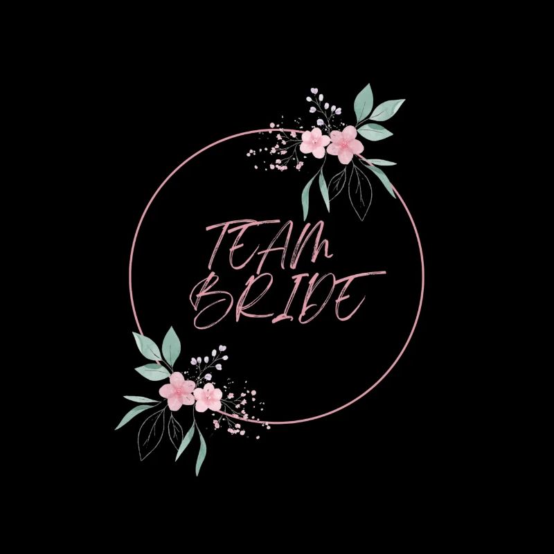 Team Bride Pink Circle Flowers Plain