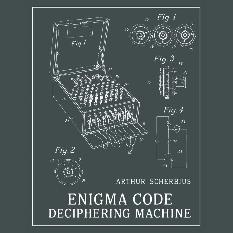 Enigma Code Deciphering Machine Illustration