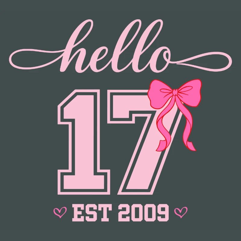 Hello 17 Est 2009 Mädchen Geburtstag Design