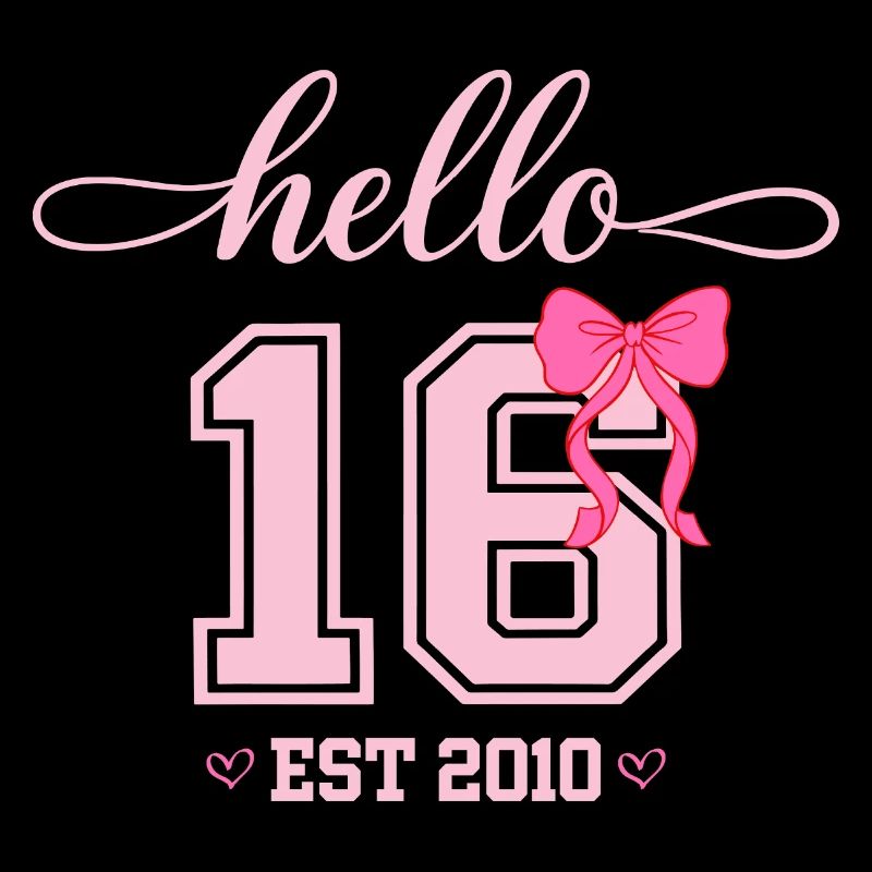 Hello 16 Est 2010 Mädchen Geburtstag Design
