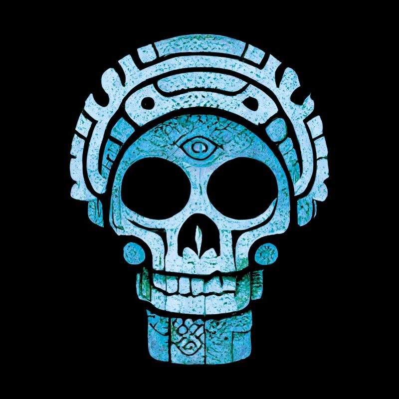 Blue Mayan skull