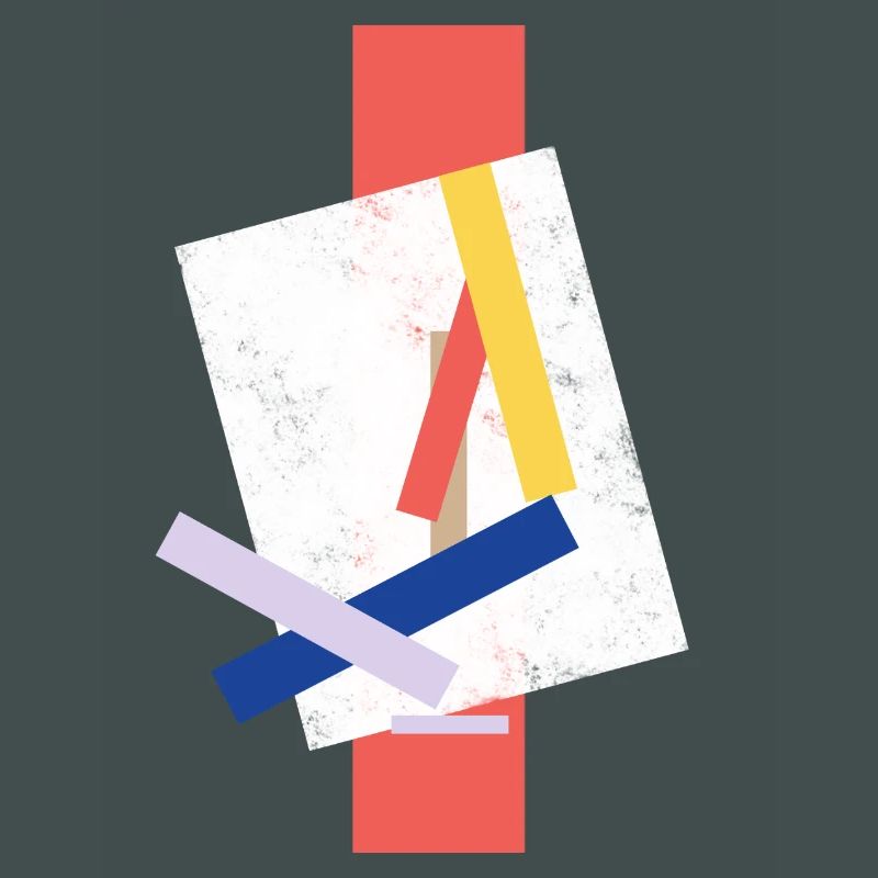 Abstract color block pattern distorted face