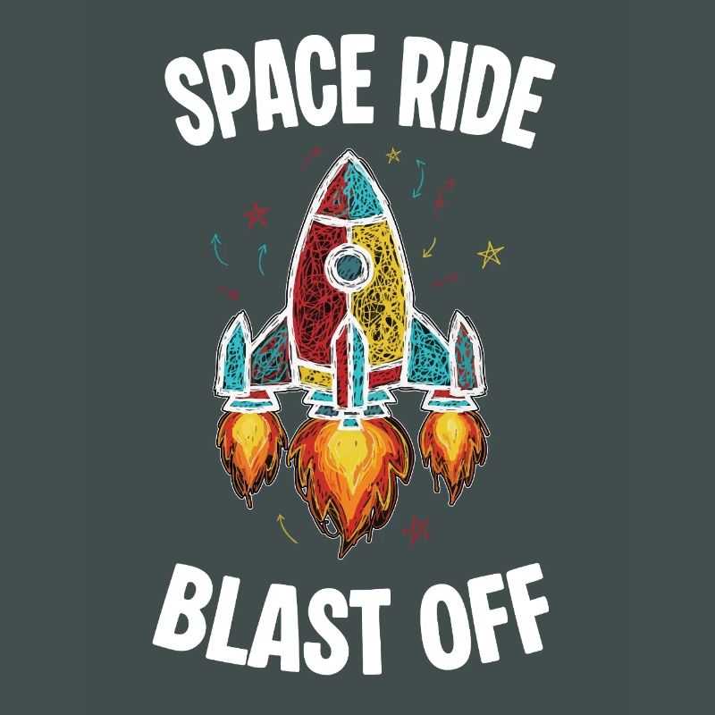 Fusée Espace Retro Scribble Blast Off