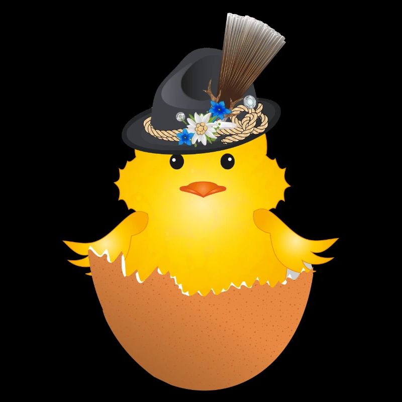 Bavarian chick with traditional hat in eggshell