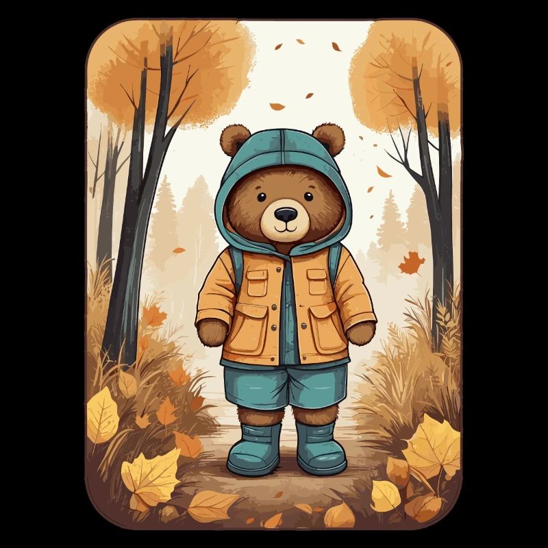 Cute bear with raincoat