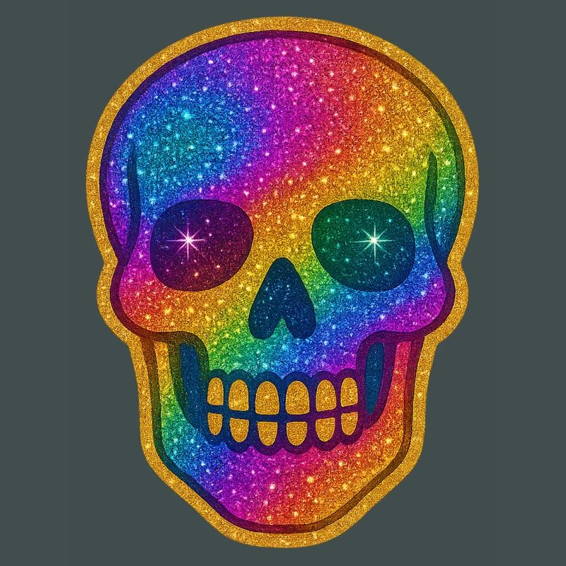 Regenbogen Glitzer Schädel