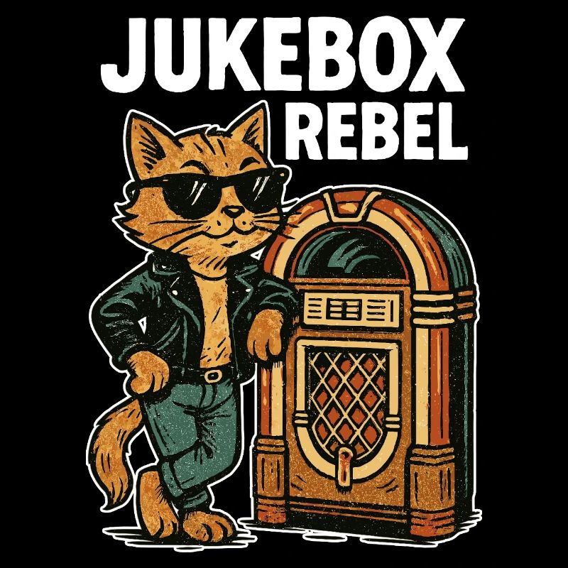 Rockabilly Jukebox Cool Cat Rebel Retro Gift