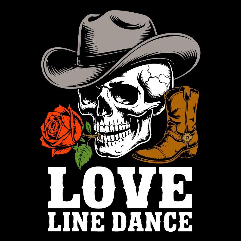 Skull Cowboy Rose Line Dance Tee