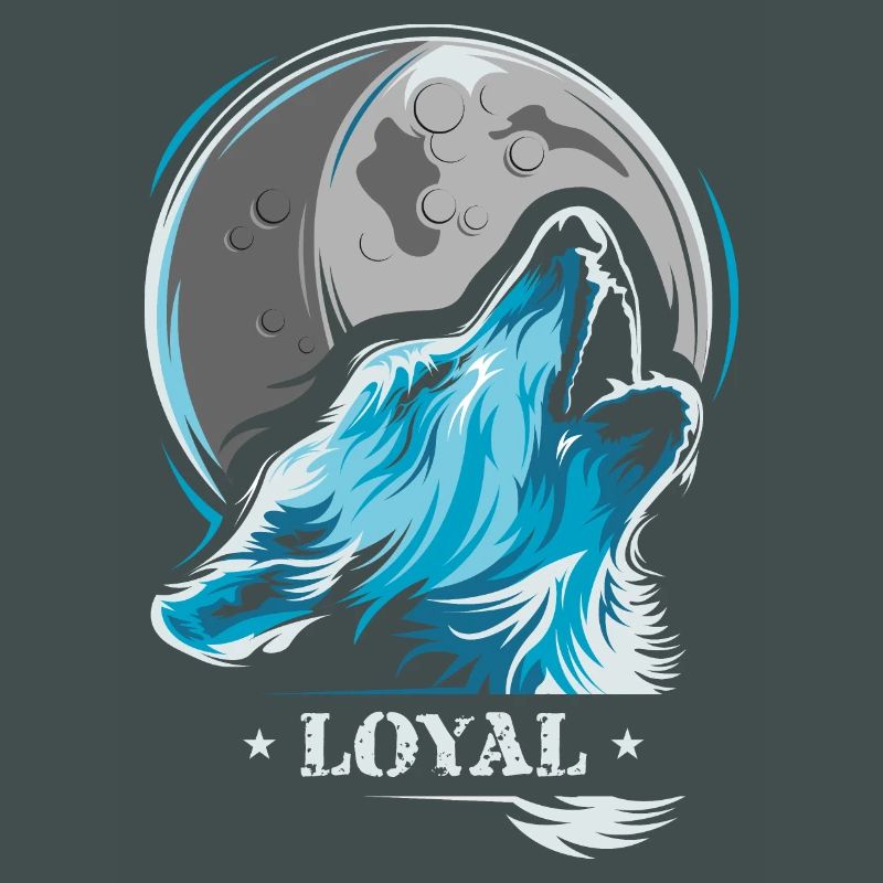loyal wolf moon tee shirt wolves moon blue