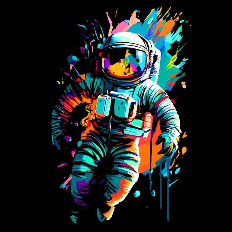 Colored astronaut in space space