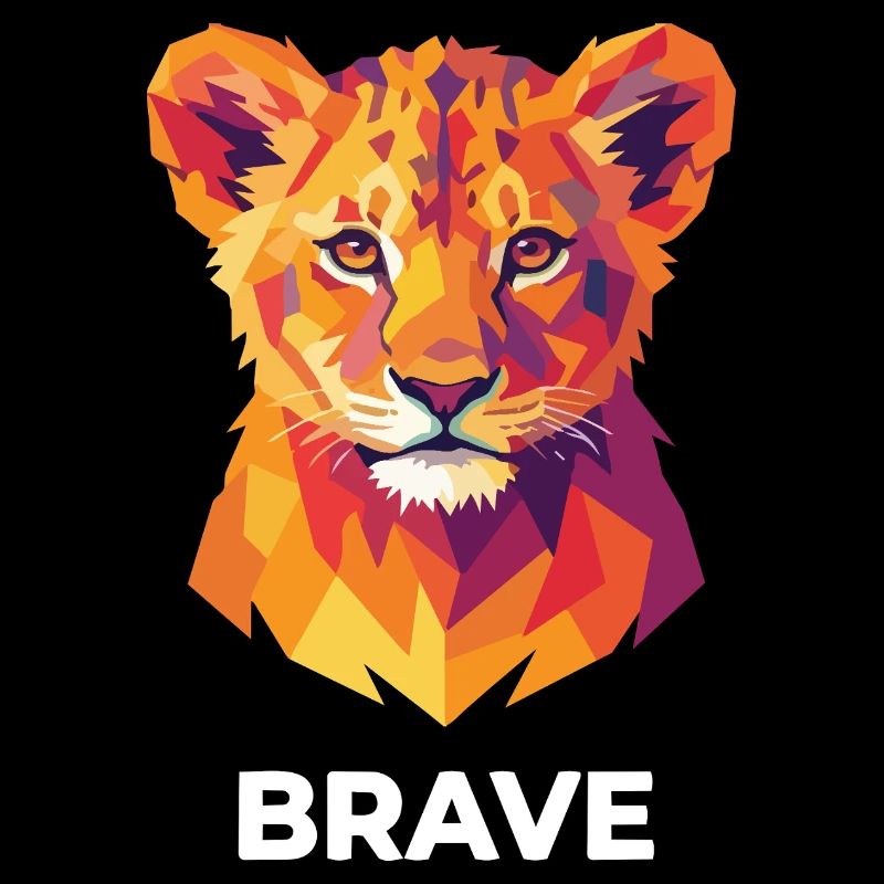 Brave Geometric Lion Cub Pop Art