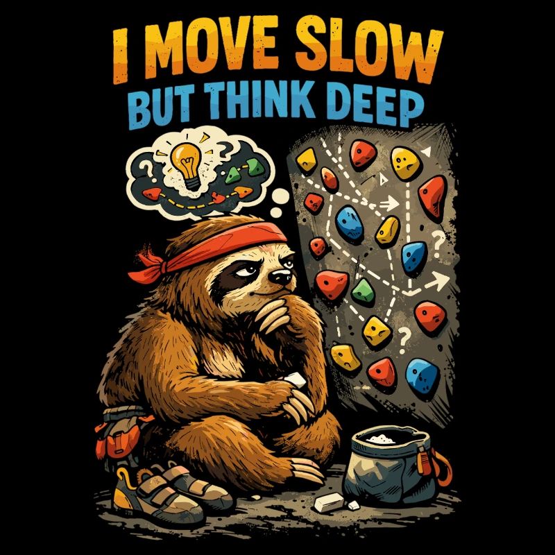Sloth Bouldering – Comic Climbing Shirt