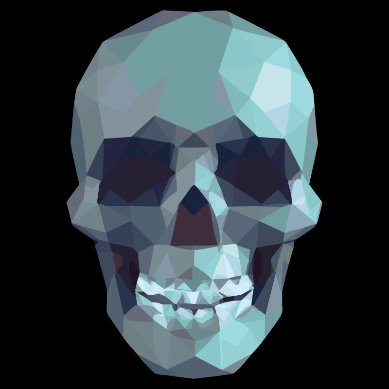 Low Poly Blue Skull - Geometric Gothic Style