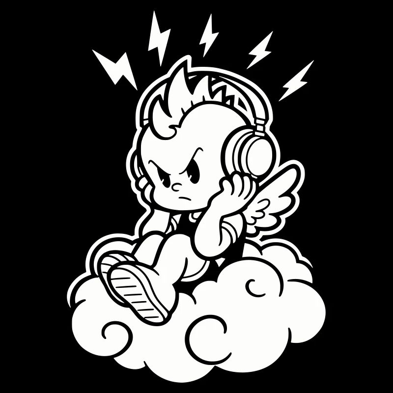 Punk Engel – Cherub mit Kopfhörern