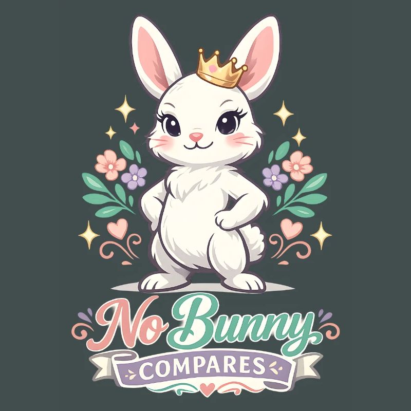 Cute Easter bunny with colorful egg and lettering