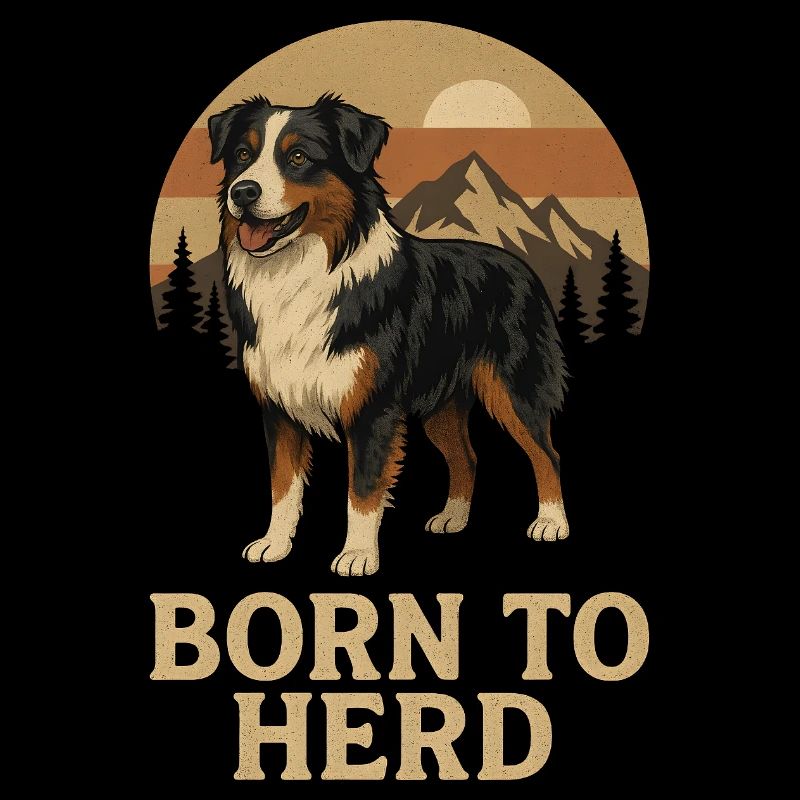Australian Shepherd Born To Herd Retro