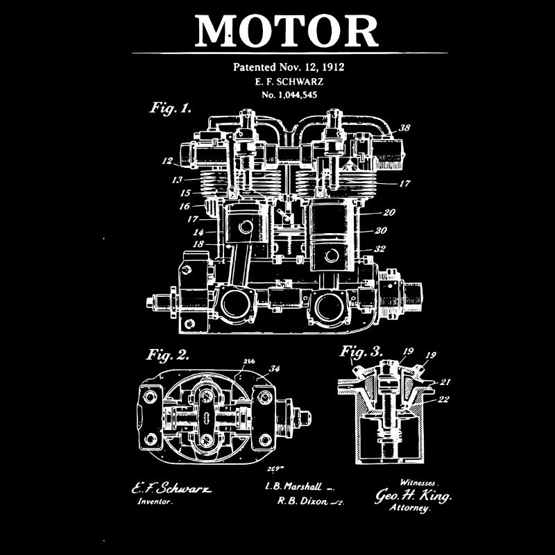 Vintage Engine Patent Blueprint