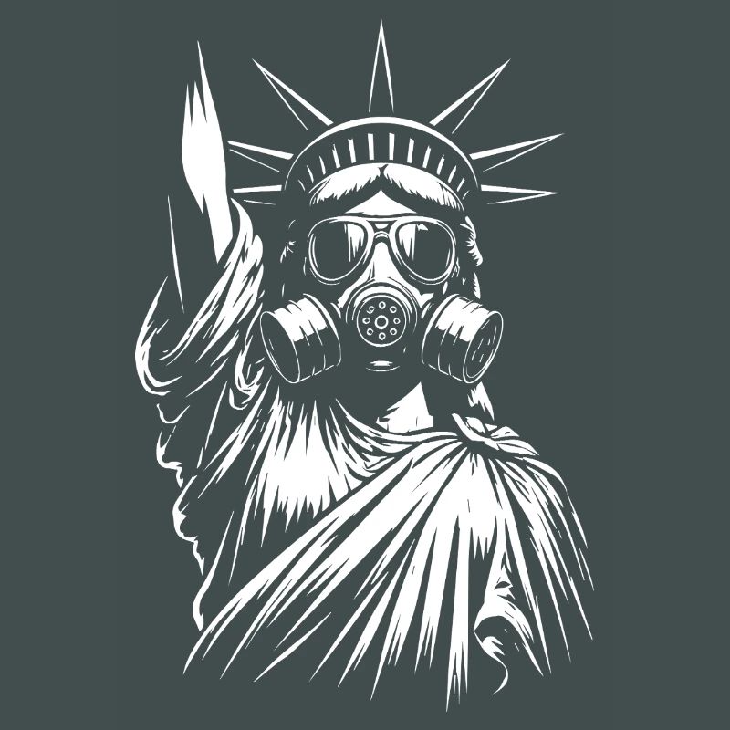 Freiheitsstatue mit Gasmasken-Design
