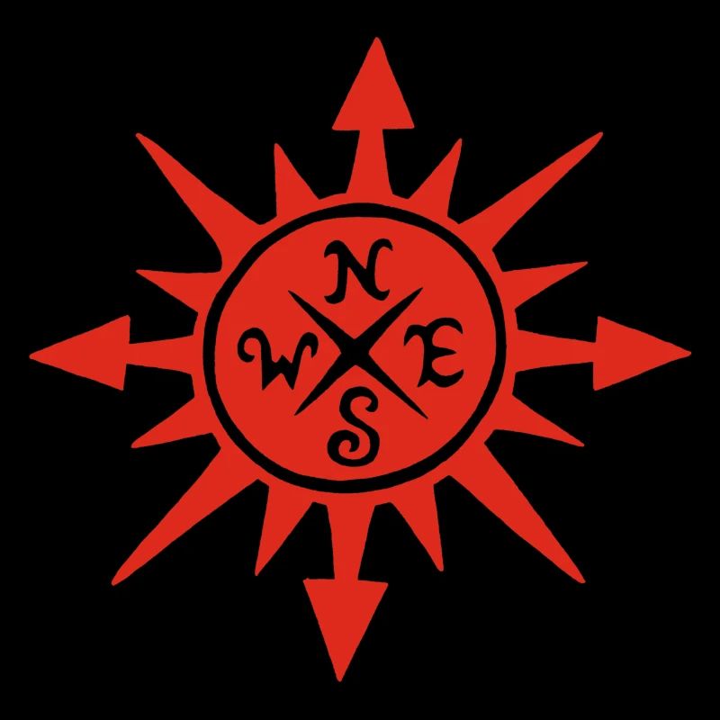 Red sun and compass