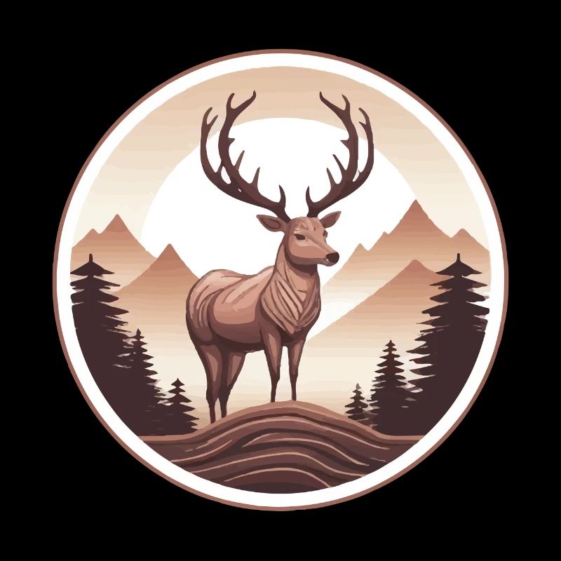 Forêt de cerfs et montagnes