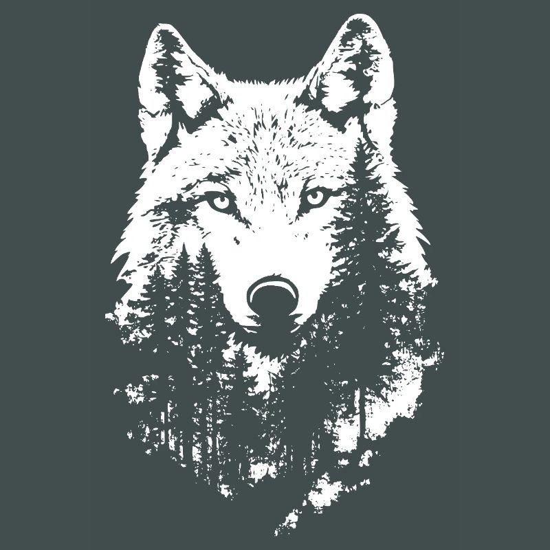 Silhouette de forêt de visage de loup