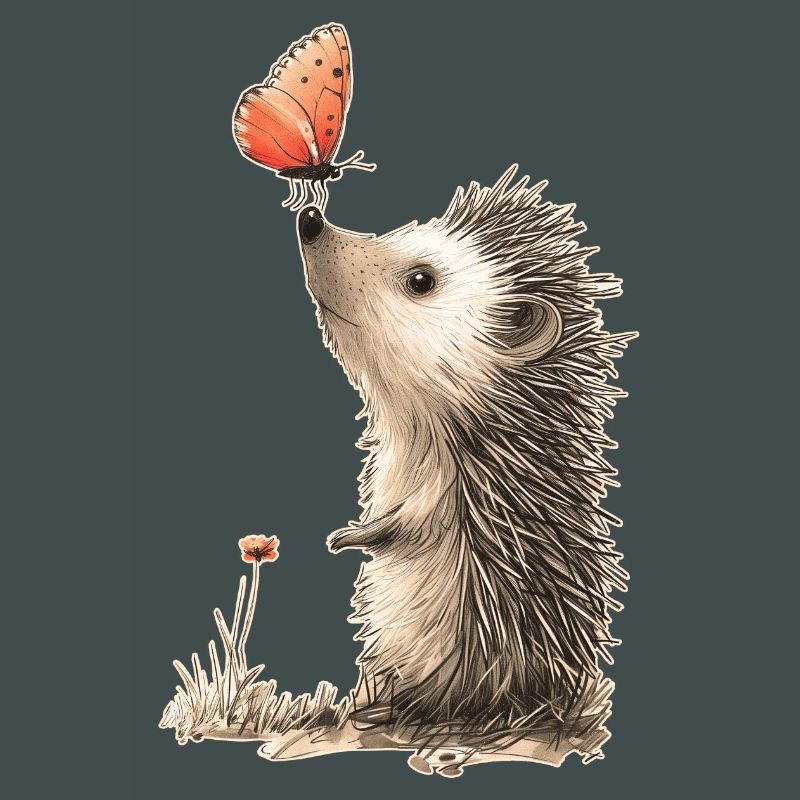 Hérisson et papillon