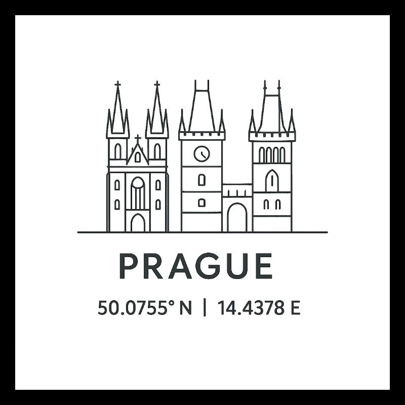 Prague Line Art Silhouette Point de repère