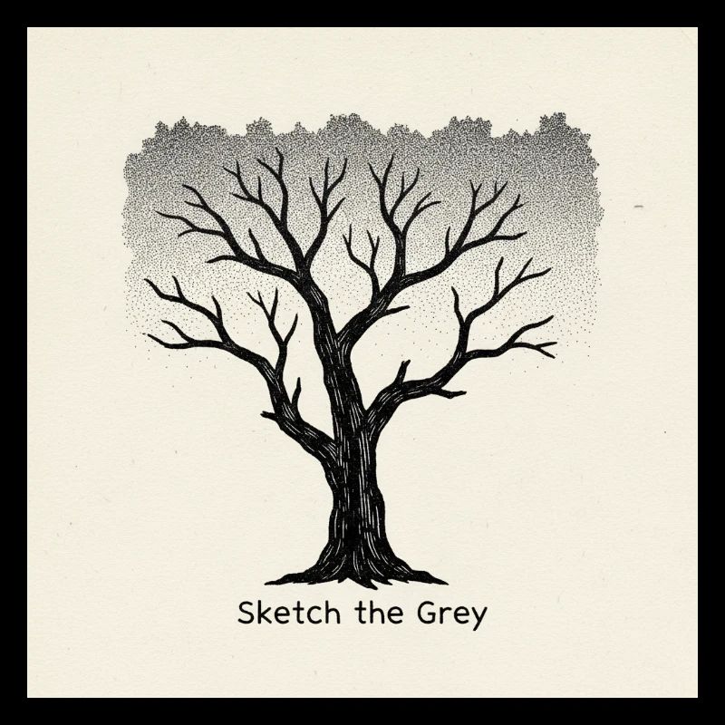 City Tree Linocut "Sketch the Grey"
