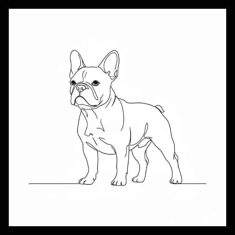 Art au trait du bouledogue français