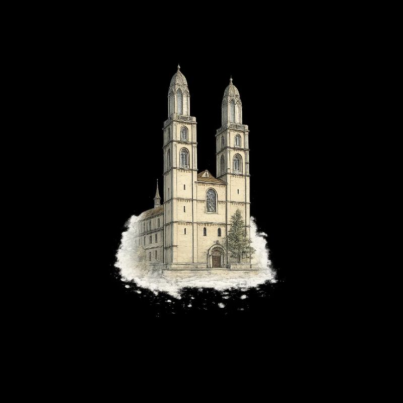 Wasserfarbene Kathedrale mit zwei Türmen
