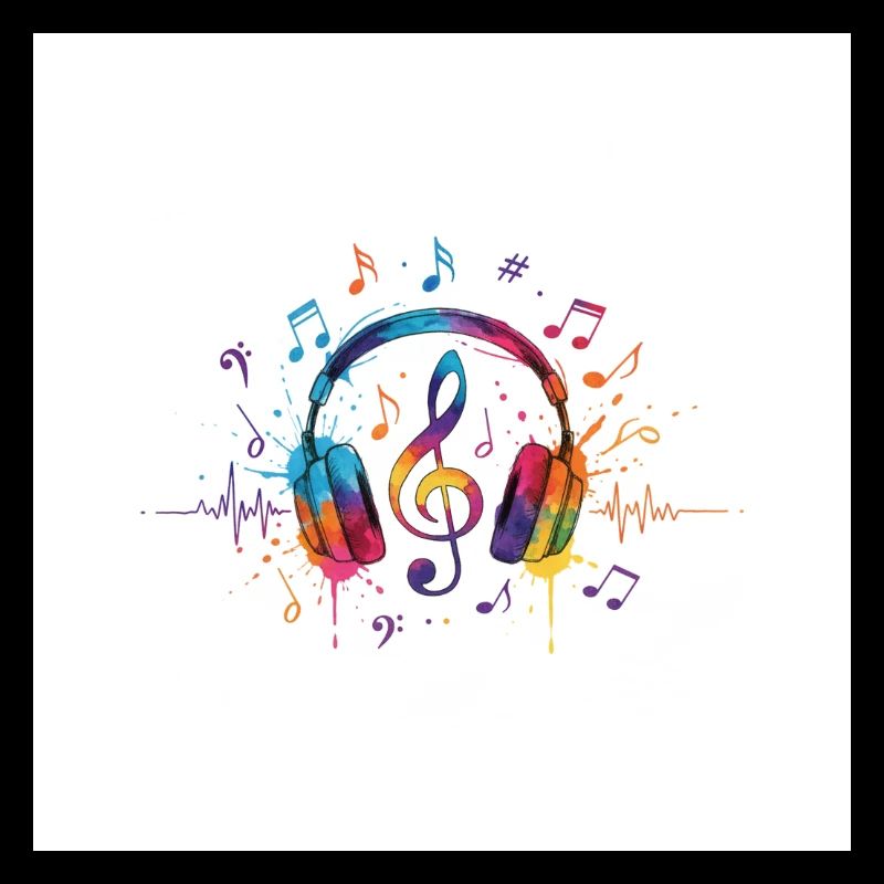 Bunte Kopfhörer Musikdesign
