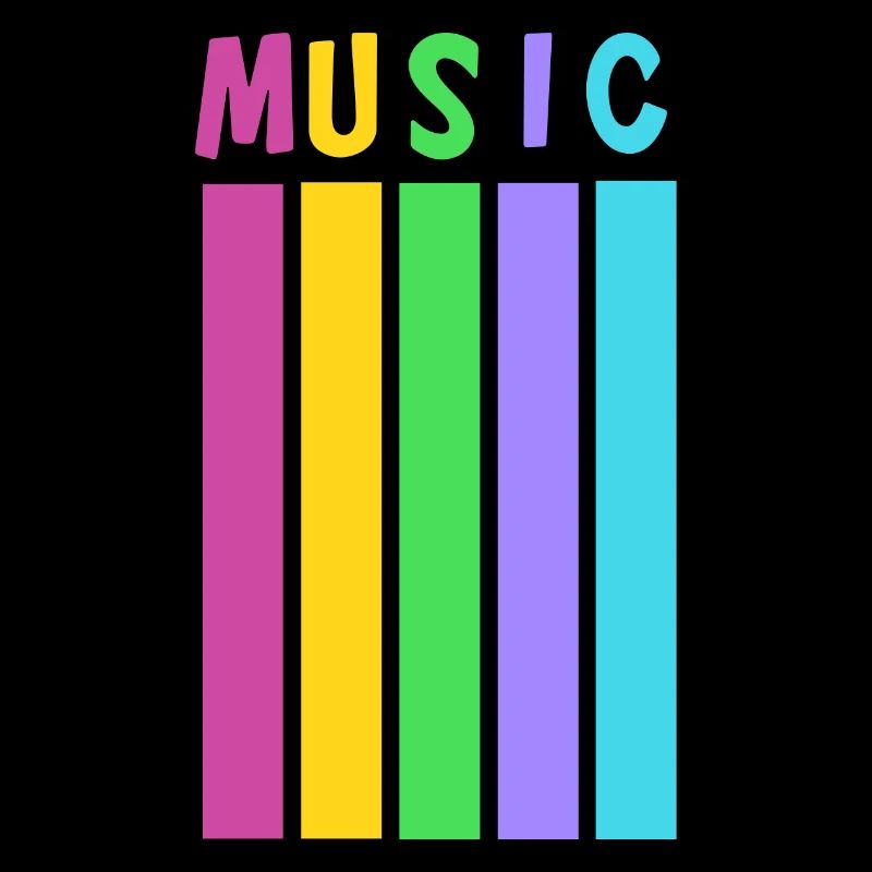 Vivid music notes on colored background