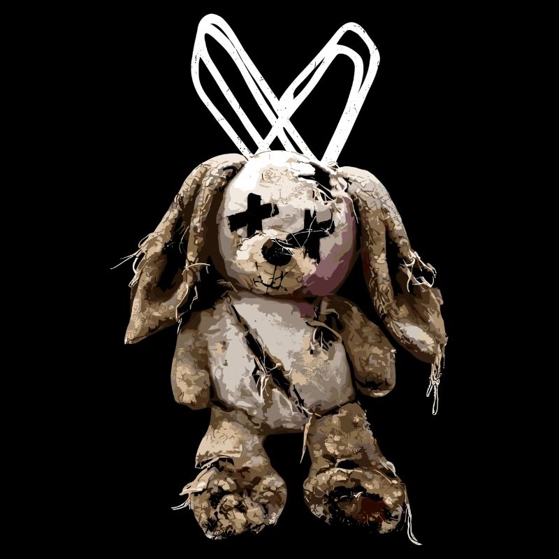 Dark stuffed bunny cuddly toy