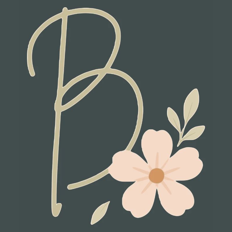 B Floral : Initiale avec fleur de corail