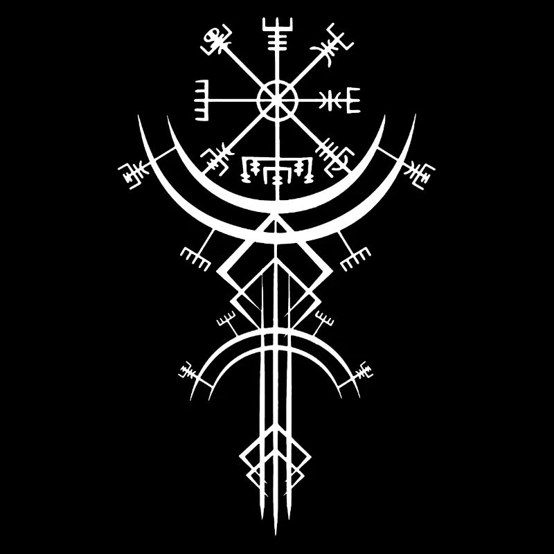 Weißes Symbol eines Wikinger-Kompasses