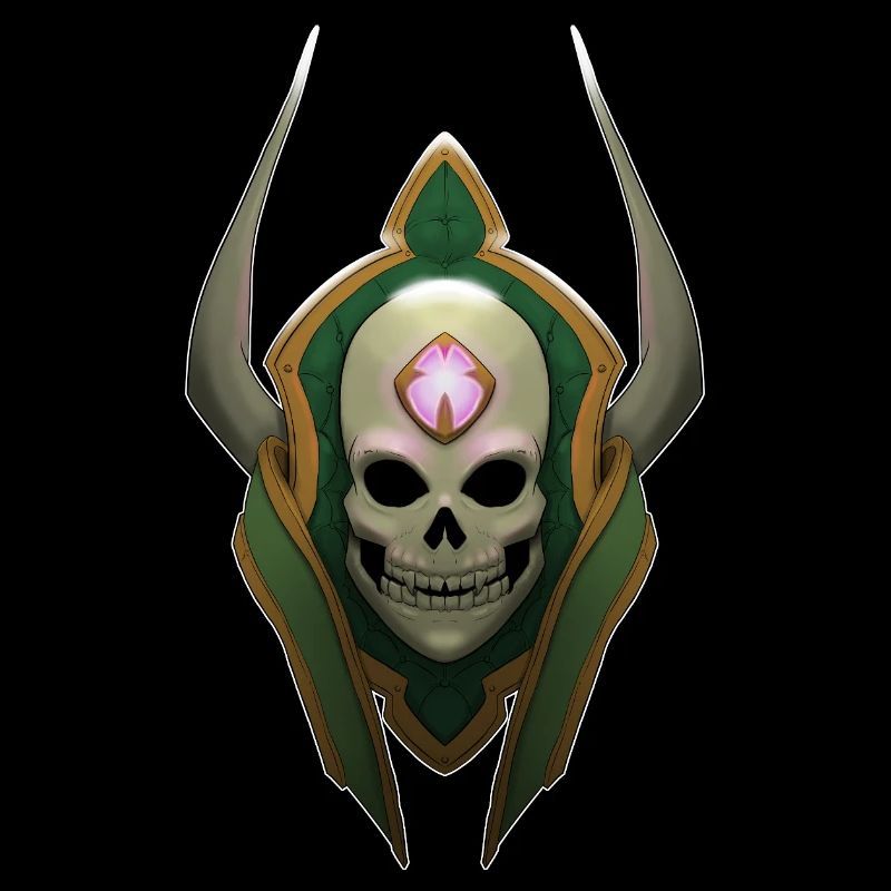Dark Skull Emblem with Horns and Rune