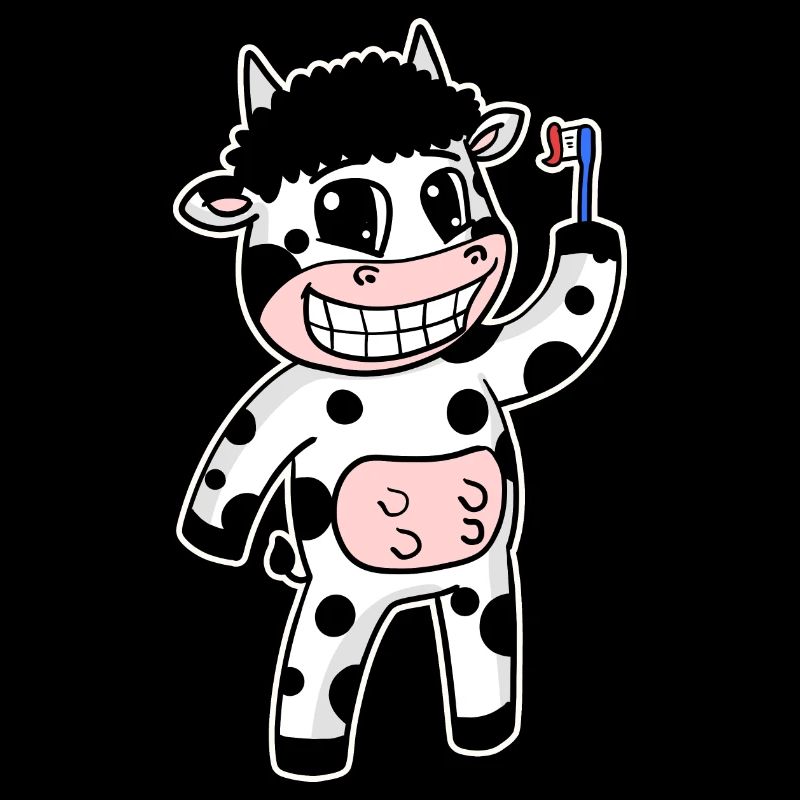 Vache avec brosse à dents