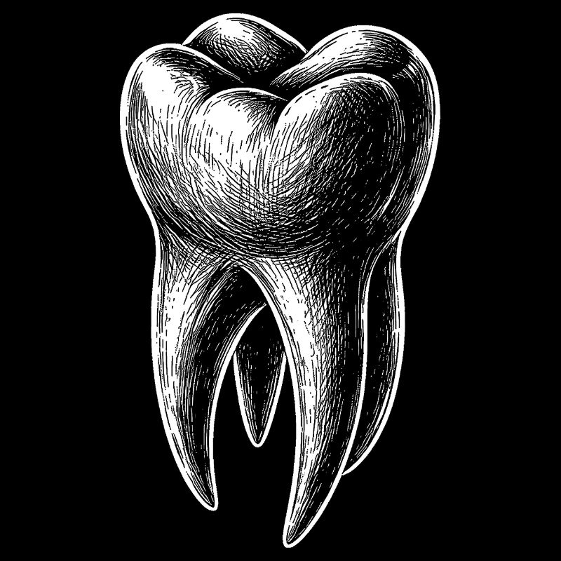Black and White Tooth Sketch Graphic