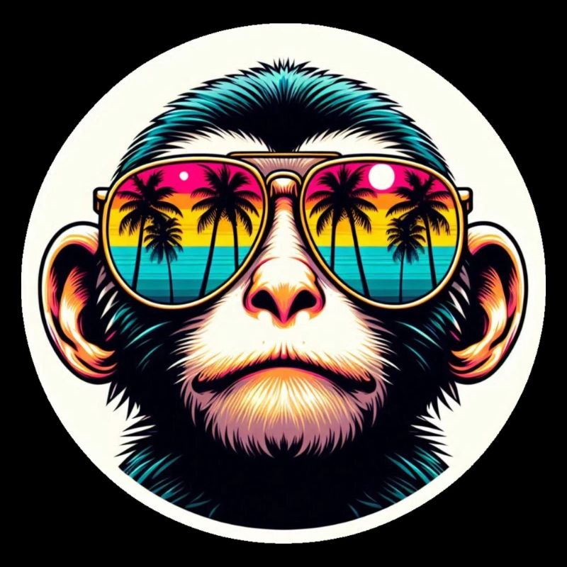 Affe Brille Palmen bunt