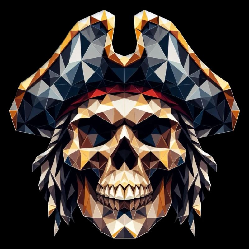 Un crâne cool et coloré avec un chapeau de pirate