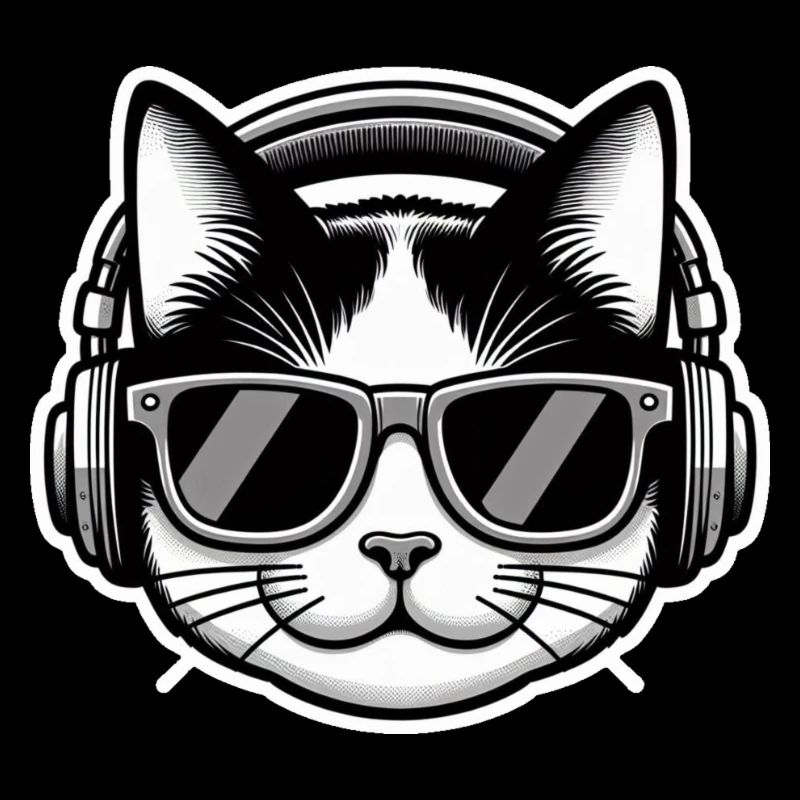 Katze Brille Kopfhörer