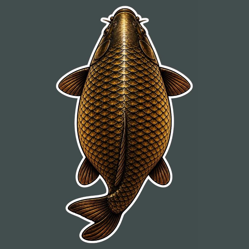 Vue du sommet de la carpe dorée – Conception de pêche propre