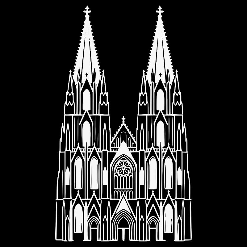 Cathédrale de Cologne Design White Sillouette