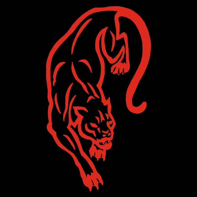 Red panther silhouette