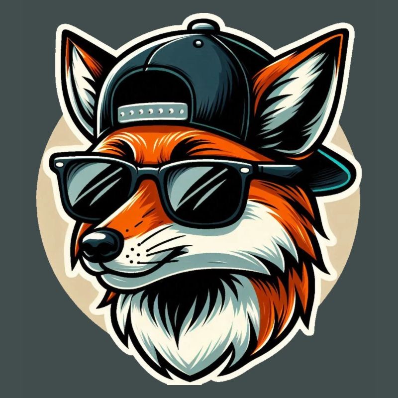 Fox with sunglasses and cap